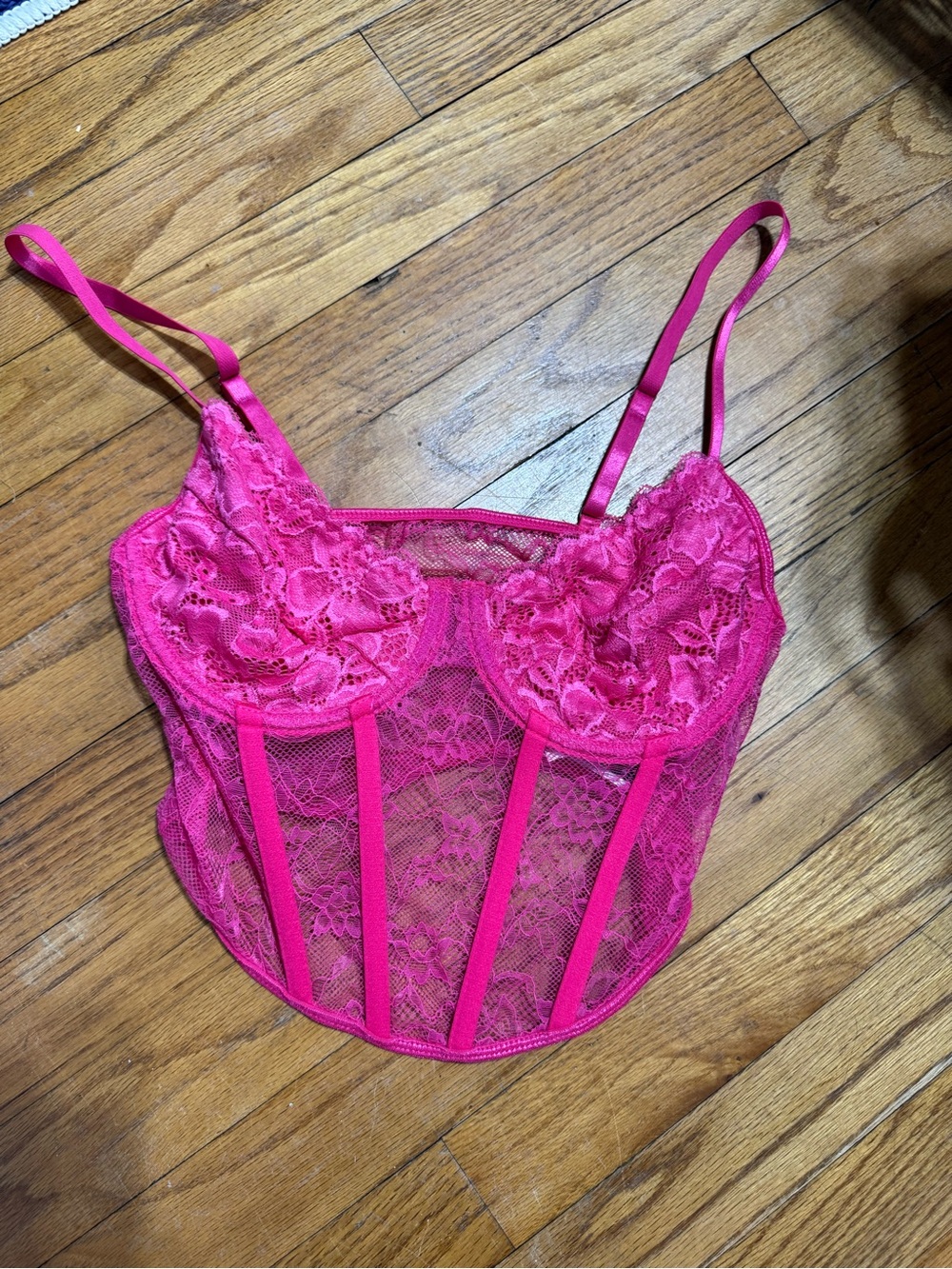 SHEIN NWOT Bright Pink Lace Bustier Camisole Never Worn